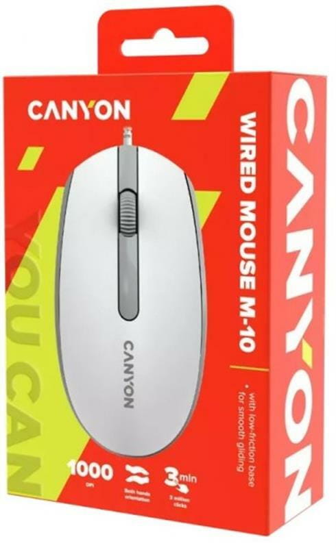 Миша Canyon M-10 USB White Grey (CNE-CMS10WG)