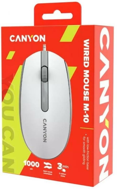 Мышь Canyon M-10 USB White Grey (CNE-CMS10WG)