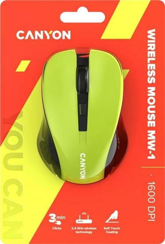 Мышь беспроводная Canyon MW-1 Wireless Yellow (CNE-CMSW1Y)