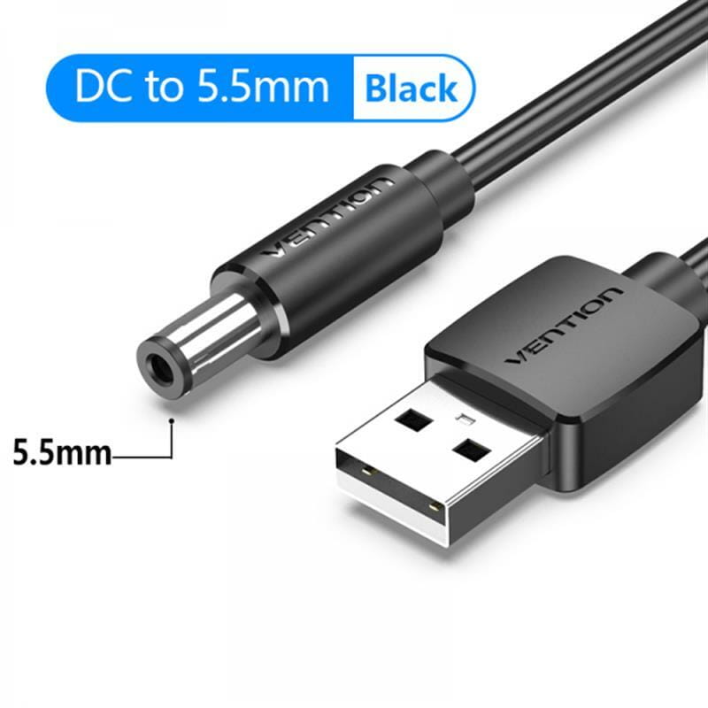 Кабель Vention USB - DC (M/M), 5.5 мм, 1.5 м, Black (CEYBG)
