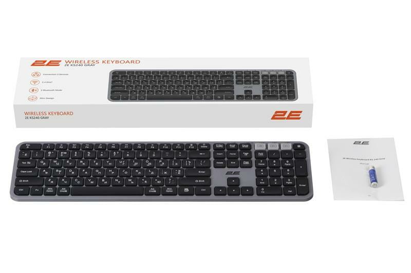 Клавиатура беспроводная 2E KS240 WL BT Gray (2E-KS240WG_UA)