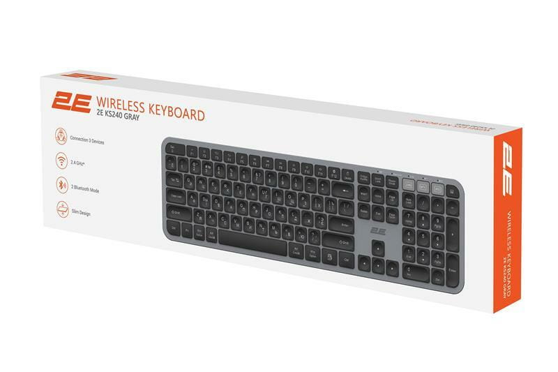 Клавиатура беспроводная 2E KS240 WL BT Gray (2E-KS240WG_UA)
