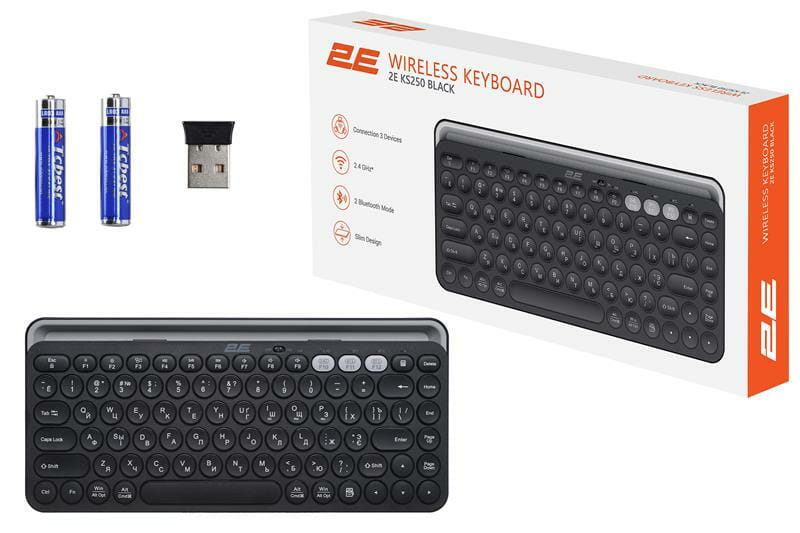 Клавиатура беспроводная 2E KS250 WL BT Black (2E-KS250WBK_UA)
