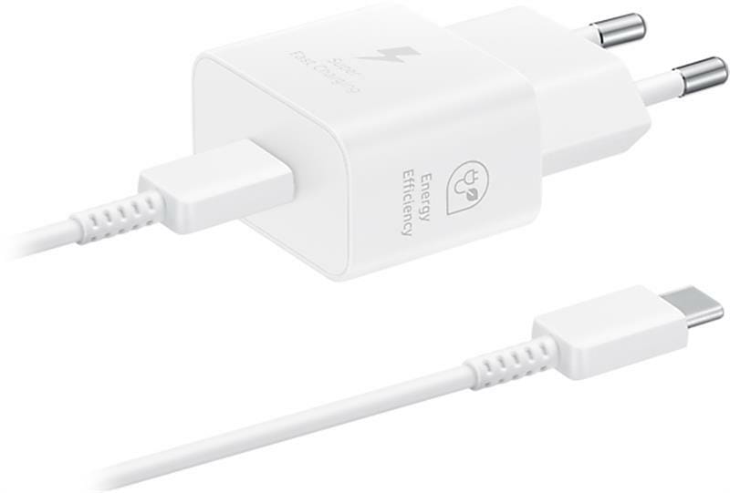 Мережевий зарядний пристрій Samsung EP-T2510XWEGEU White, 25W + кабель USB Type-C