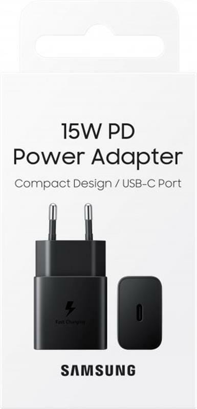 Сетевое зарядное устройство Samsung EP-T1510X Black, 1хUSB Type-C, 15W (EP-T1510NBEGRU)