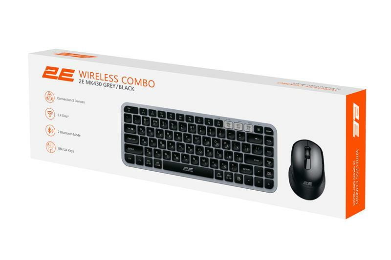 Комплект (клавиатура, мышь) беспроводной 2E MK430 Grey/Black (2E-MK430WBGR_UA)