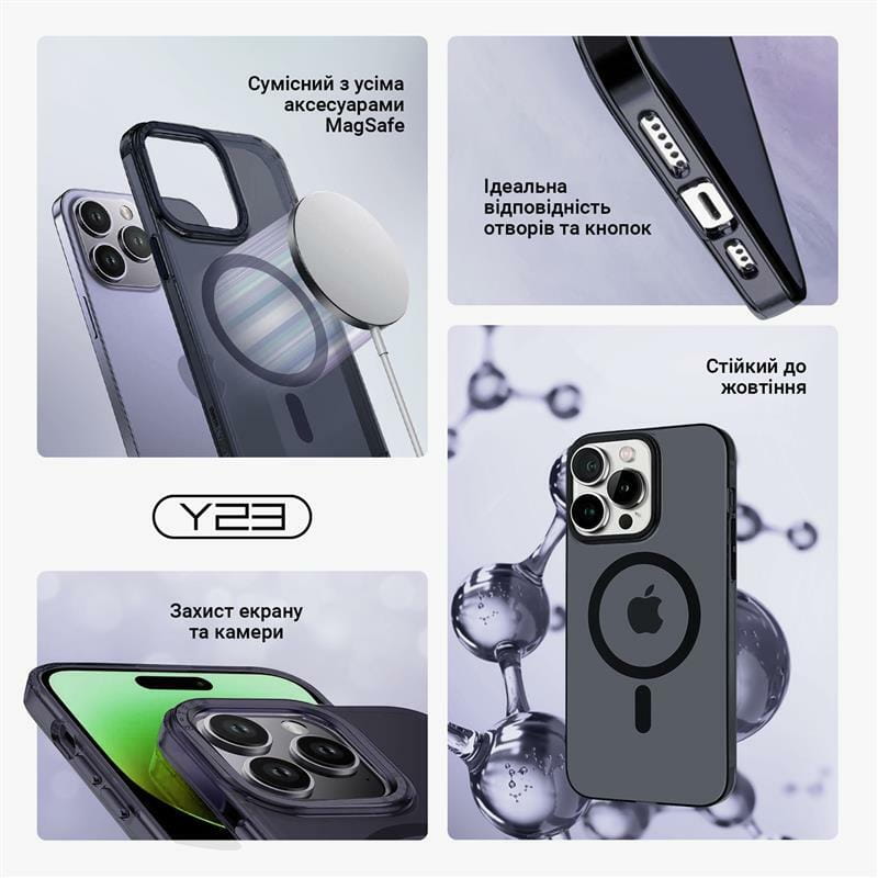 Чохол-накладка Armorstandart Y23 MagSafe для Apple iPhone 15 Pro Transparent Black (ARM68331)