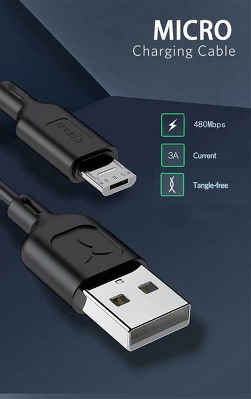 Кабель T-phox Fast T-M829 USB - micro USB (M/M), 3 А, 1.2 м, Black (T-M829 Black)