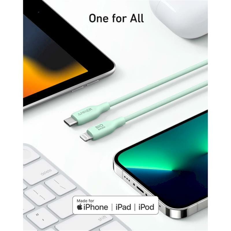 Кабель Anker 541 Bio-based USB Type-C - Lightning (M/M), 0.9 м, Green (A80A1G61)