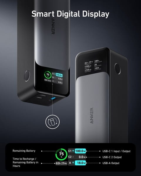 Универсальная мобильная батарея Anker PowerCore 737 GaNPrime 24000 mAh 140W Black (A1289011)