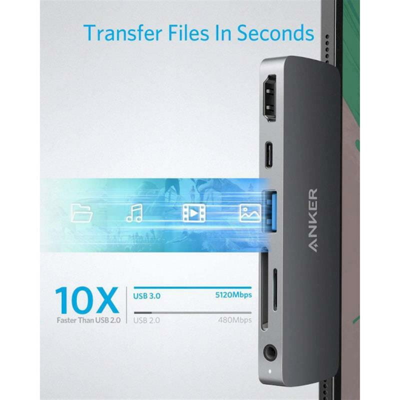 Концентратор USB Type-C Anker PowerExpand Direct 6-in-1 Media Hub Gray (A83620A1)