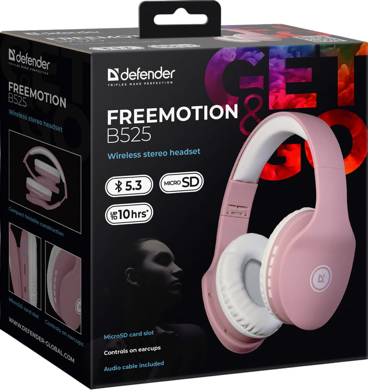 Bluetooth-гарнітура Defender FreeMotion B525 White/Pink (63528)