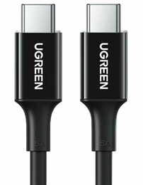 Кабель Ugreen US300 USB Type-C - USB Type-C (M/M), QC 4.0, 5 А, 100 W, 1 м, Black (80371)