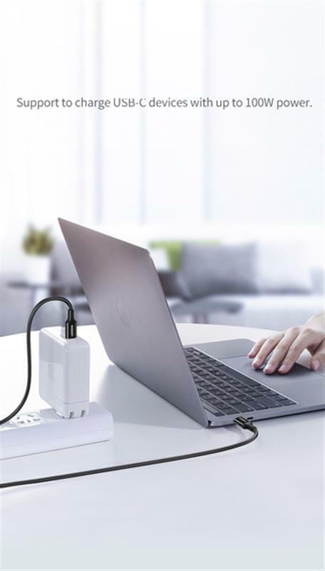 Кабель Ugreen US300 USB Type-C - USB Type-C (M/M), QC 4.0, 5 А, 100 W, 1 м, Black (80371)