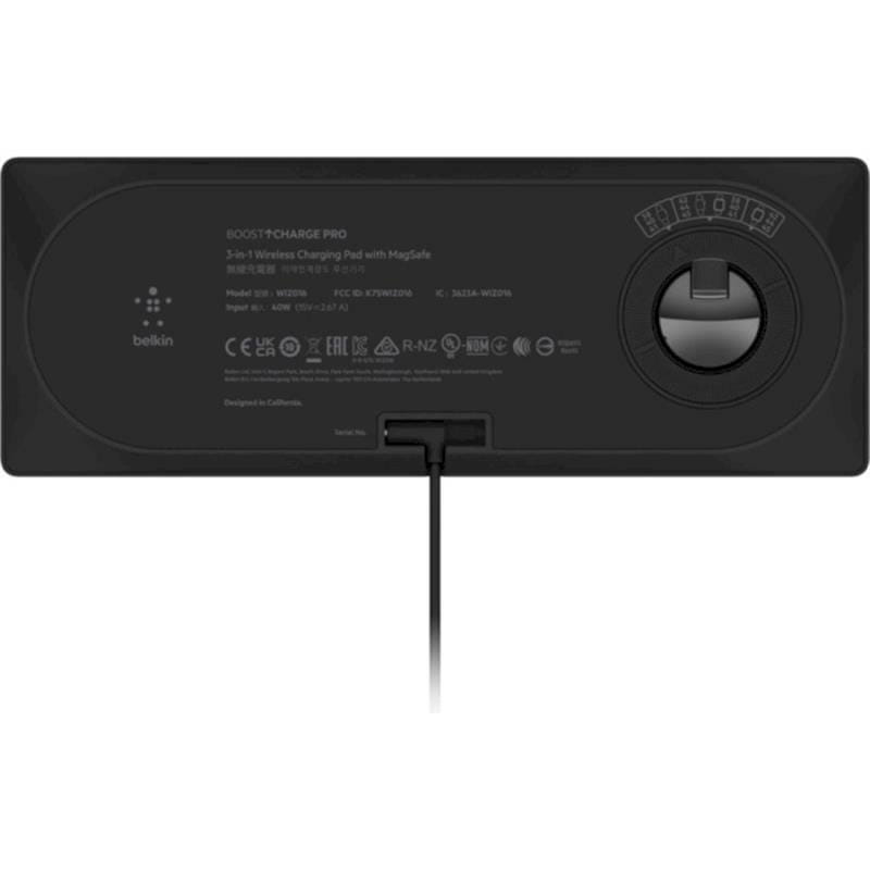 Беспроводное зарядное устройство Belkin Boost Up Charge Pro 3-in-1 Wireless Charging Pad with MagSafe Black (WIZ016VFBK)