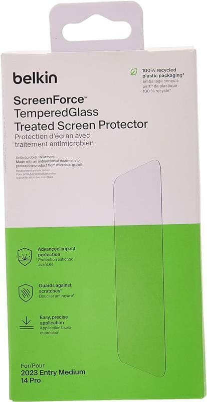 Защитное стекло Belkin TemperedGlass Screen Protection для Apple iPhone 15/14 Pro (OVA135ZZ)