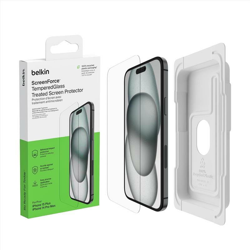 Защитное стекло Belkin TemperedGlass Screen Protection для Apple iPhone 15 Plus/14 Pro Max (OVA136ZZ)