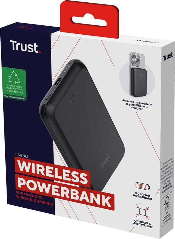 Універсальна мобільна батарея Trust Magnetic 5000mAh Black (24877)
