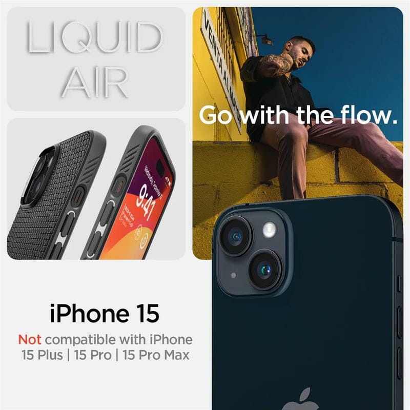 Чохол-накладка Spigen Liquid Air для Apple iPhone 15 Matte Black (ACS06790)