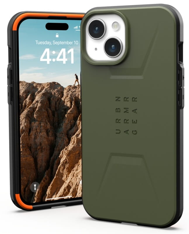 Чeхол-накладка Urban Armor Gear Civilian Magsafe для Apple iPhone 15 Olive (114287117272)