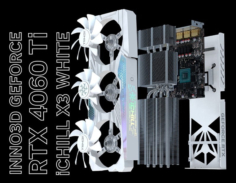 Видеокарта GF RTX 4060 Ti 8GB GDDR6 iChill X3 White Inno3D (C406T3-08D6X-17113280)