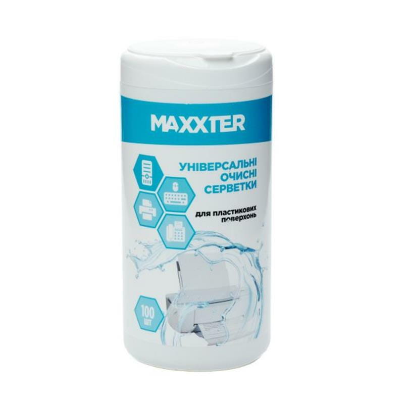 Чистящие салфетки Maxxter в тубе для пластиковых поверхностей, 100 шт. (CW-PL100-01)