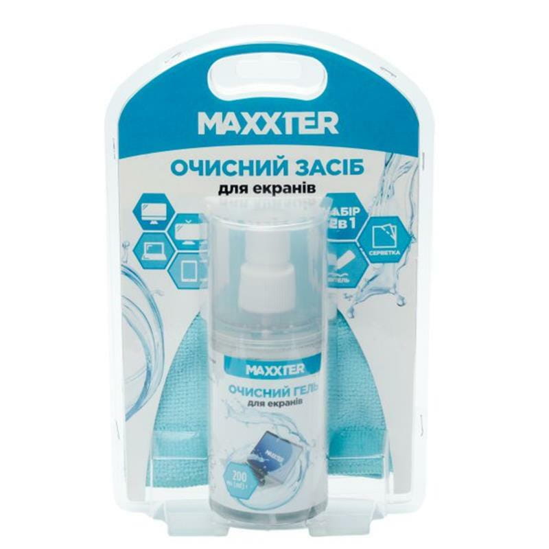 Чистящий гель Maxxter TFT/LCD 200 мл + салфетка 25 х 25 см (CSG-SCR200-01)