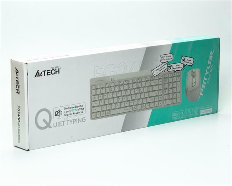 Комплект (клавіатура, мишка) бездротовий A4Tech Fstyler FG2400 Air Beige