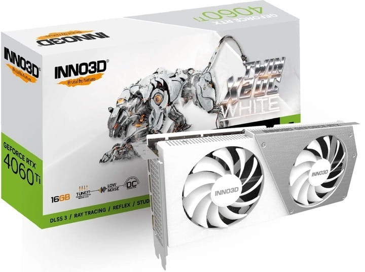 Відеокарта GF RTX 4060 Ti 16GB GDDR6 Twin X2 OC White Inno3D (N406T2-16D6X-178055W)