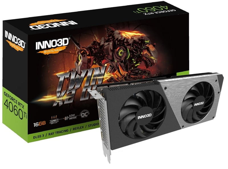 Відеокарта GF RTX 4060 Ti 16GB GDDR6 Twin X2 OC Inno3D (N406T2-16D6X-178055N)