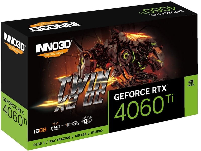 Відеокарта GF RTX 4060 Ti 16GB GDDR6 Twin X2 OC Inno3D (N406T2-16D6X-178055N)