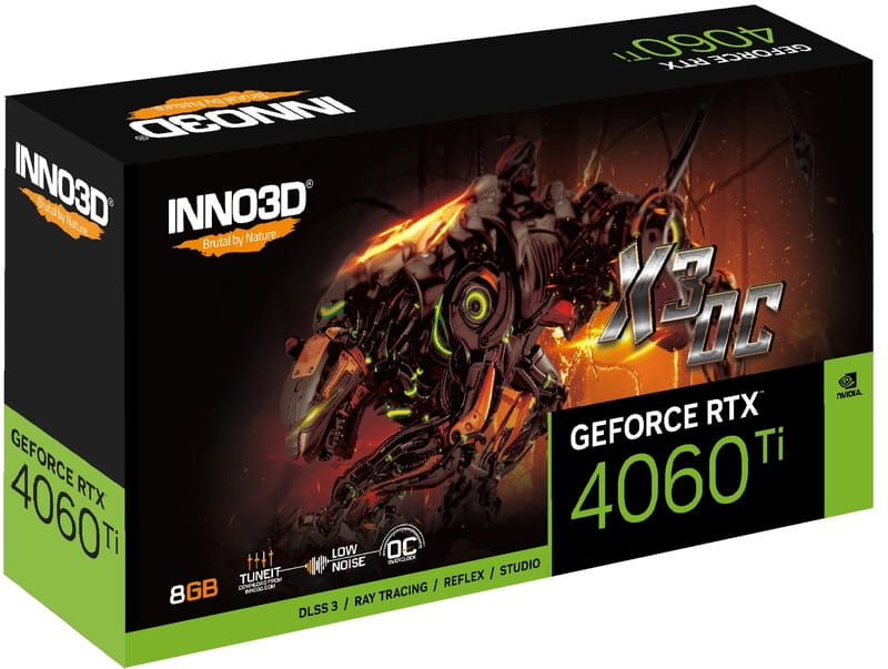 Видеокарта GF RTX 4060 Ti 8GB GDDR6 X3 OC Inno3D (N406T3-08D6X-171153L)