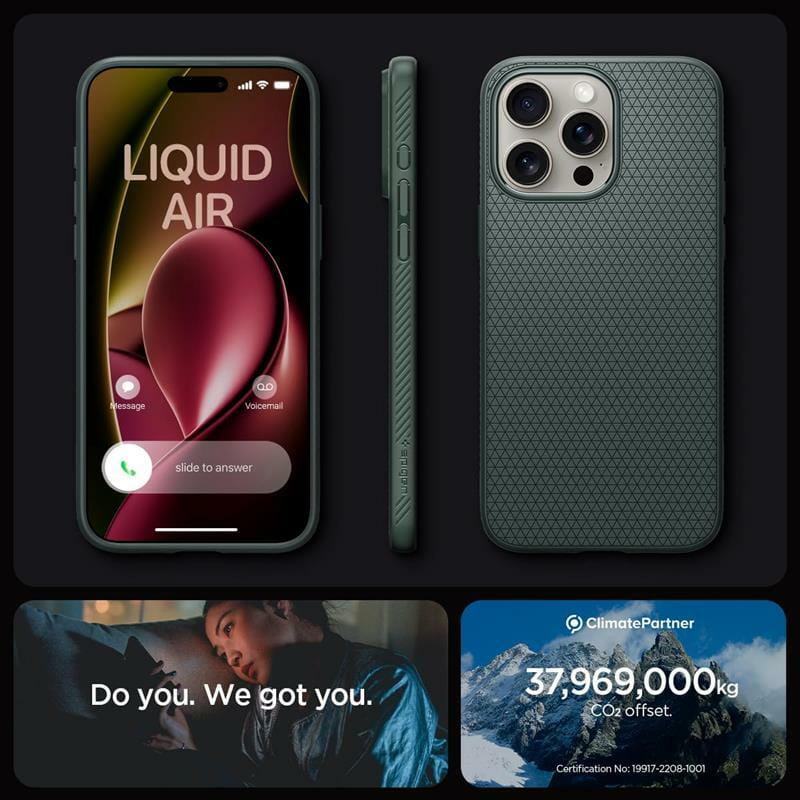 Чeхол-накладка Spigen Liquid Air для Apple iPhone 15 Pro Abyss Green (ACS06706)