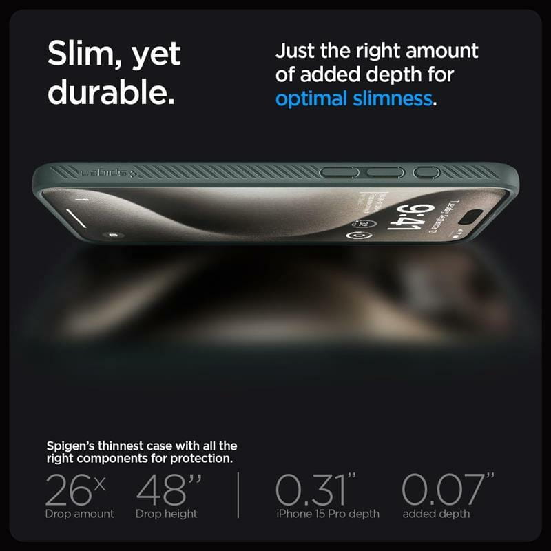 Чохол-накладка Spigen Liquid Air для Apple iPhone 15 Pro Abyss Green (ACS06706)