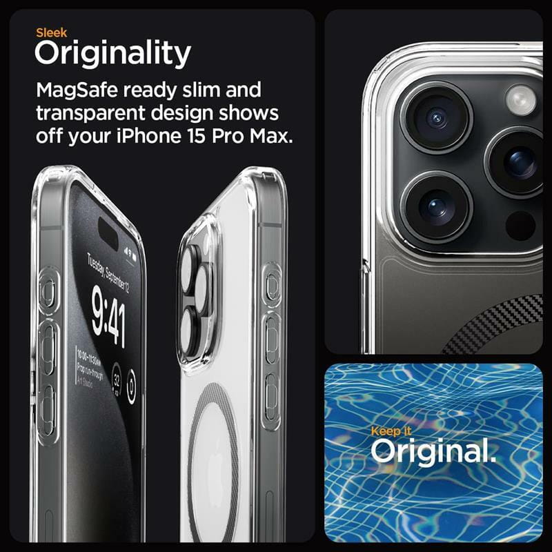 Чeхол-накладка Spigen Ultra Hybrid MagFit для Apple iPhone 15 Pro Max Carbon Fiber (ACS06578)