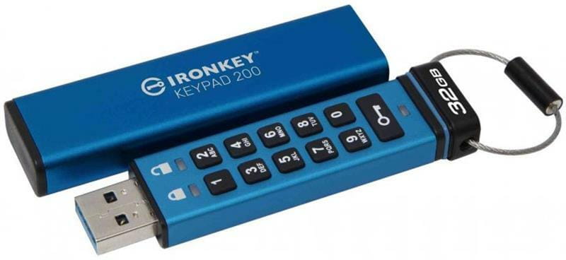 Флеш-накопитель USB3.2 32GB Kingston IronKey Keypad 200 Type-A Blue (IKKP200/32GB)