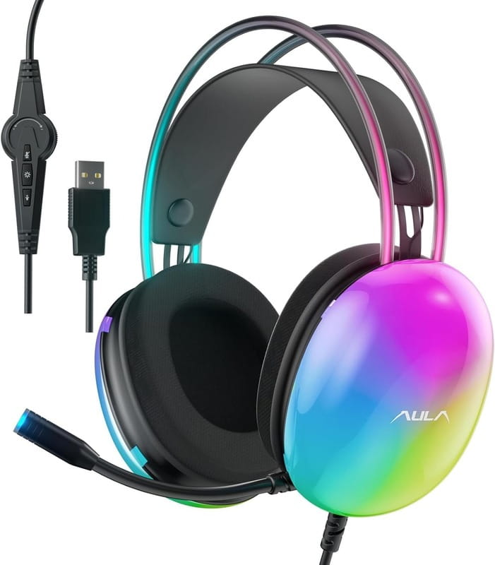 Гарнитура Aula S505 RGB Transparent Gaming Headset Black (6948391235479)