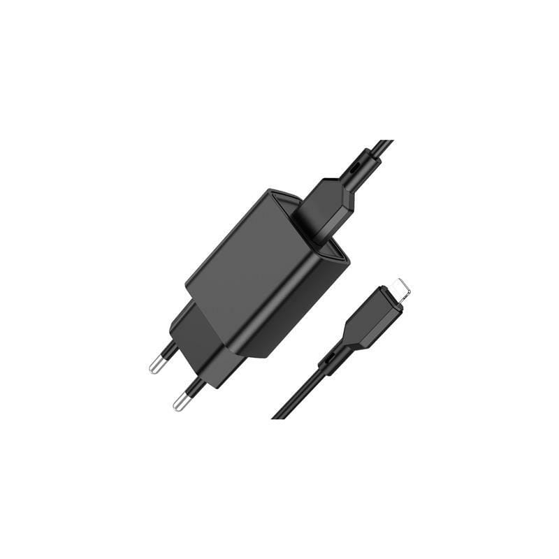 Мережевий зарядний пристрій Borofone BA68A (1USB, 2.1А) Black (BA68ALB) + кабель Lightning