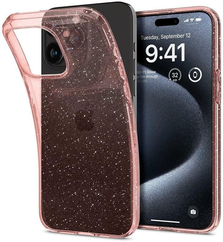 Чeхол-накладка Spigen Liquid Crystal Glitter для Apple iPhone 15 Pro Rose Quartz (ACS06702)