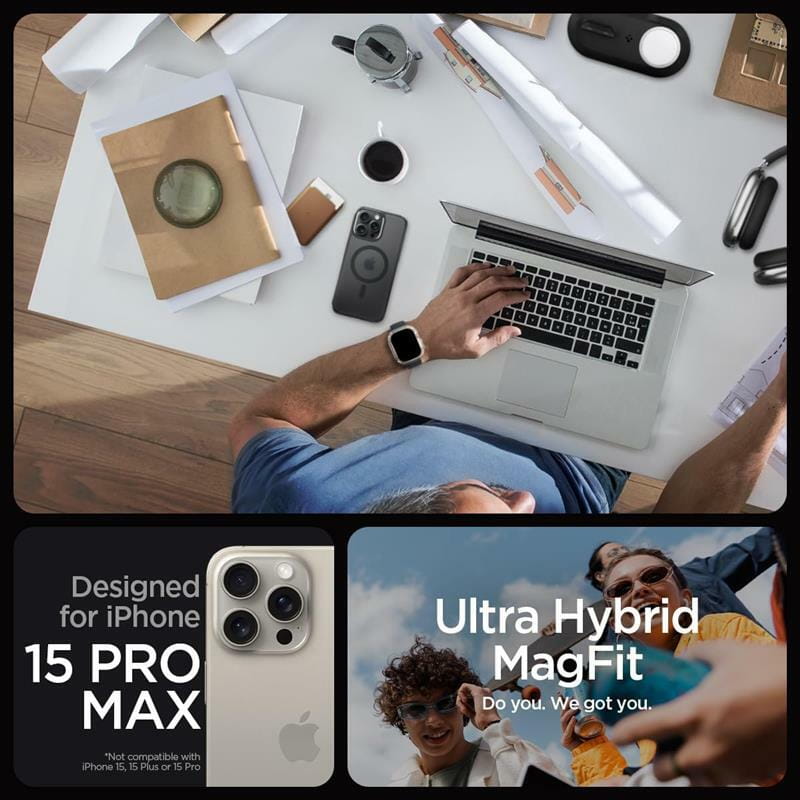 Чeхол-накладка Spigen Ultra Hybrid MagFit для Apple iPhone 15 Pro Max Frost Black (ACS06581)