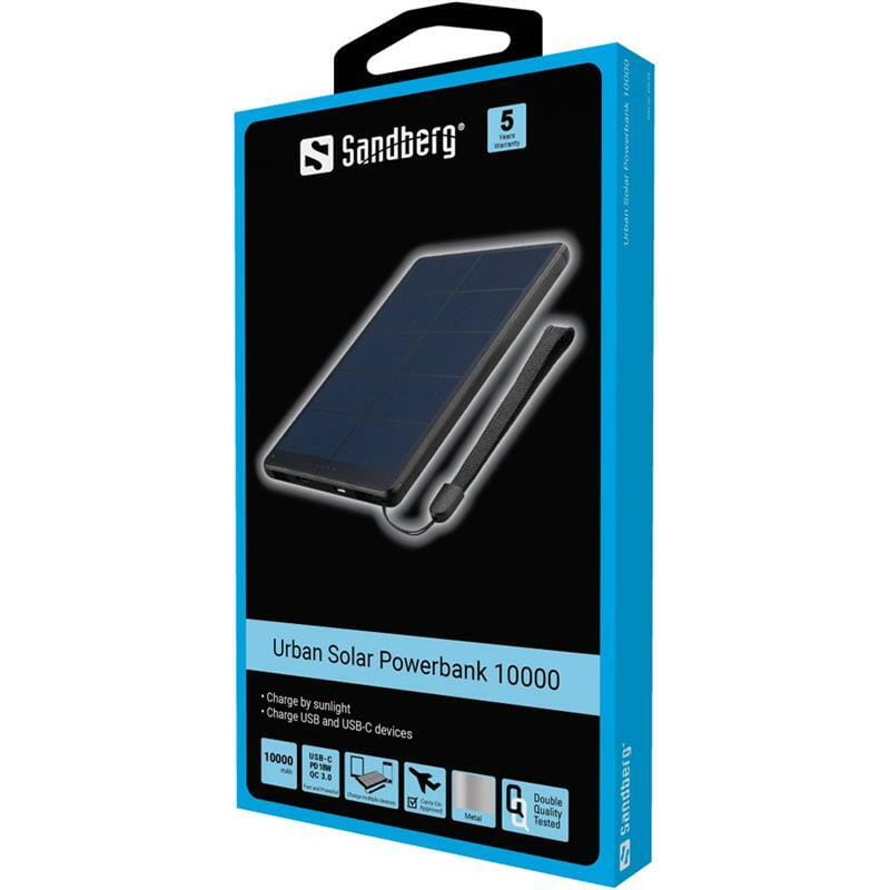 Універсальна мобільна батарея Sandberg Urban Solar Powerbank 10000mAh Black (420-54)