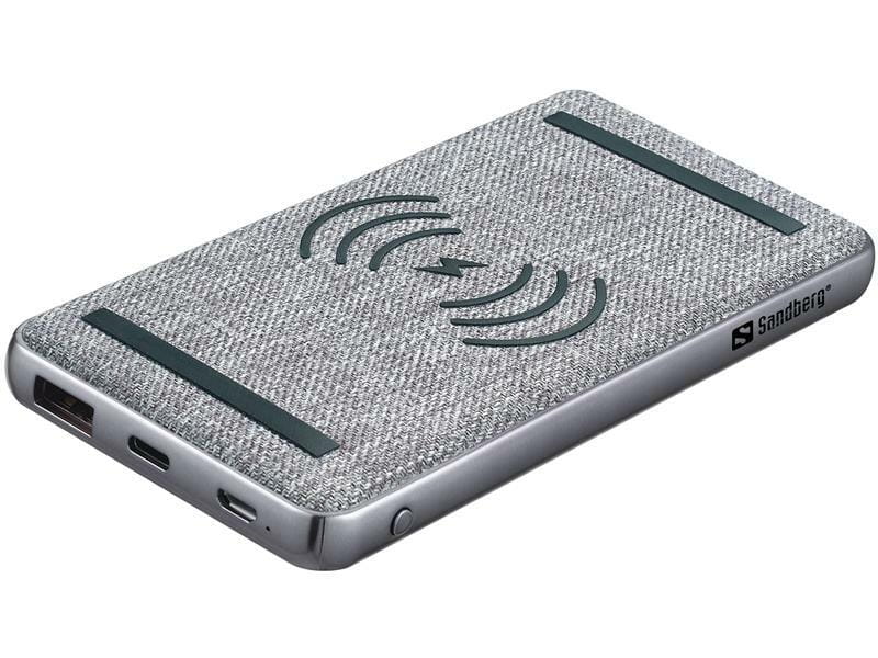 Универсальная мобильная батарея Sandberg Powerbank 10000mAh, PD20W+Wireless, Grey (420-61_VW)