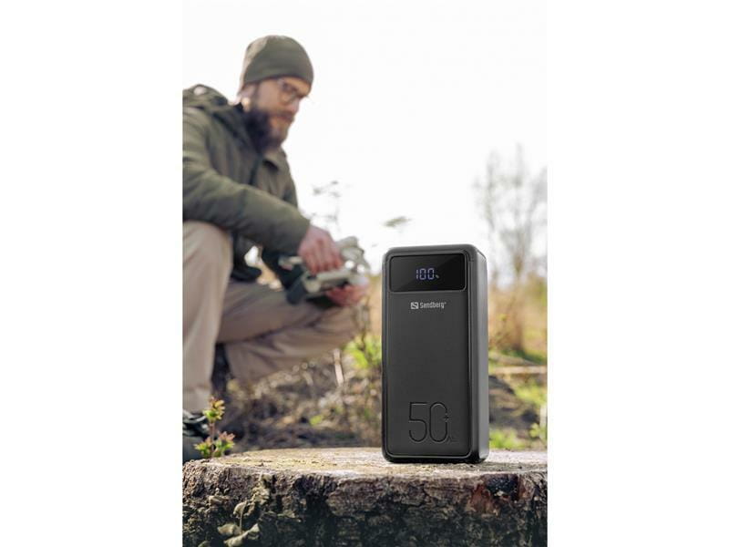 Универсальная мобильная батарея Sandberg Powerbank 50000mAh, USB-C PD 130W, Black (420-75)