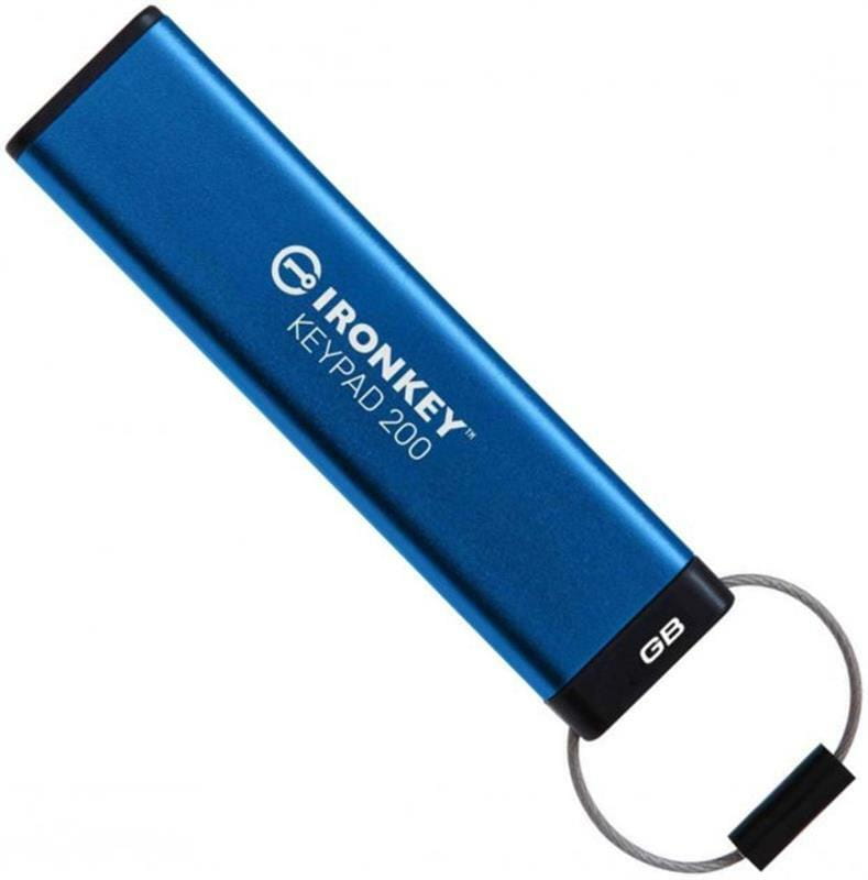 Флеш-накопитель USB3.2 64GB Kingston IronKey Keypad 200 Type-A Blue (IKKP200/64GB)
