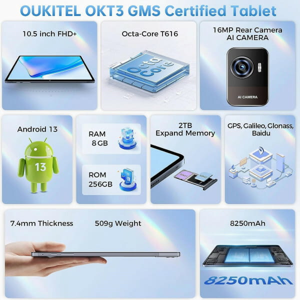 Планшет Oukitel OKT3 8/256GB Dual Sim Grey
