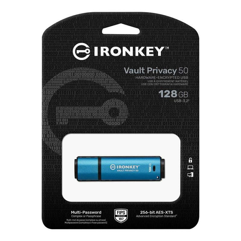 Флеш-накопитель USB3.2 128GB Kingston IronKey Vault Privacy 50 Type-A Blue (IKVP50/128GB)