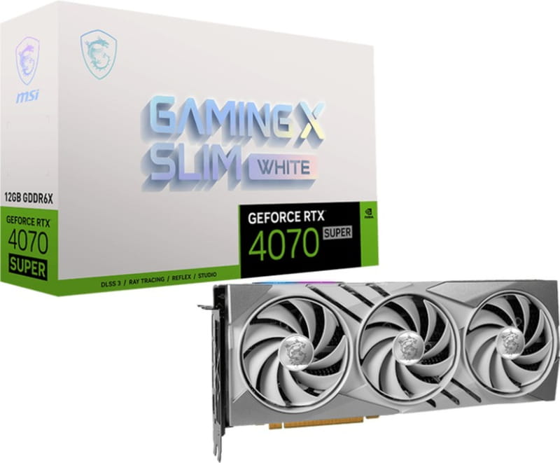 Видеокарта GF RTX 4070 Super 12GB GDDR6X Gaming X Slim White MSI (GeForce RTX 4070 SUPER 12G GAMING X SLIM WHITE)