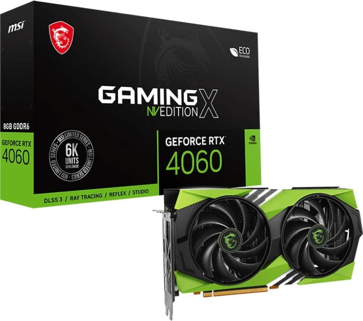 Відеокарта GF RTX 4060 8GB GDDR6 Gaming X NV Edition V1 MSI (GeForce RTX 4060 GAMING X NV EDITION V1 8G)