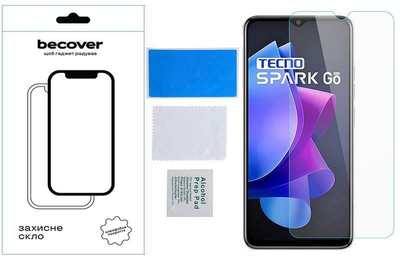 Защитное стекло BeCover для Tecno Spark Go 2023 (BF7) Crystal Clear Glass 3D (709263)