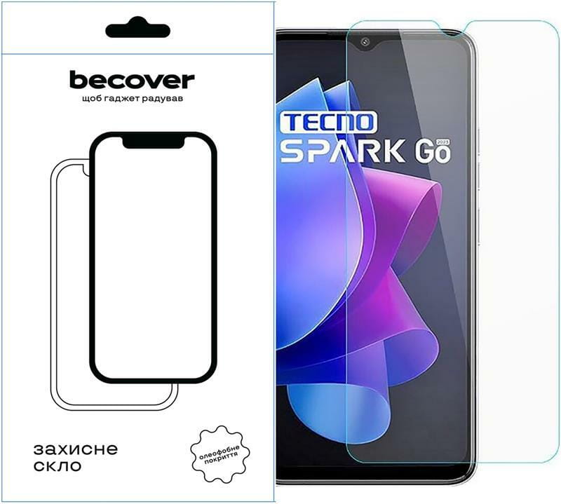 Защитное стекло BeCover для Tecno Spark Go 2023 (BF7) Crystal Clear Glass 3D (709263)